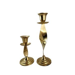 MCM Twisted Stem Brass Candle Holders